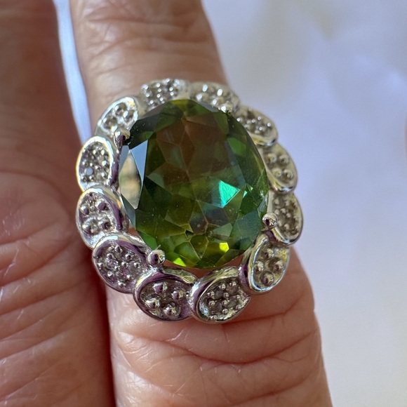 Rings Costume Jewelry Lot of 5 Peridot Emerald Aquamarine - Picture 6 of 8